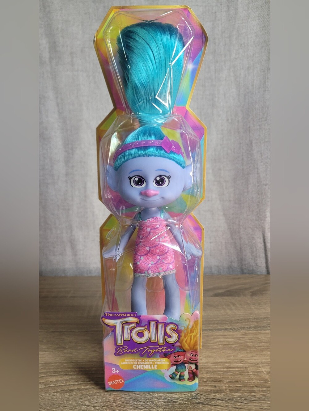 Mattel Trolls Chenille Fashion Doll - Blue Hair, Pink Outfit
